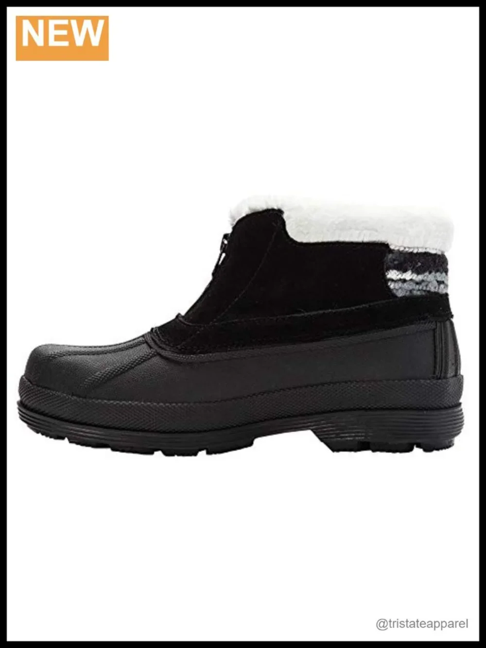 Ankle Zip Boots Faux Fur Suede Water Resistant Low Heel